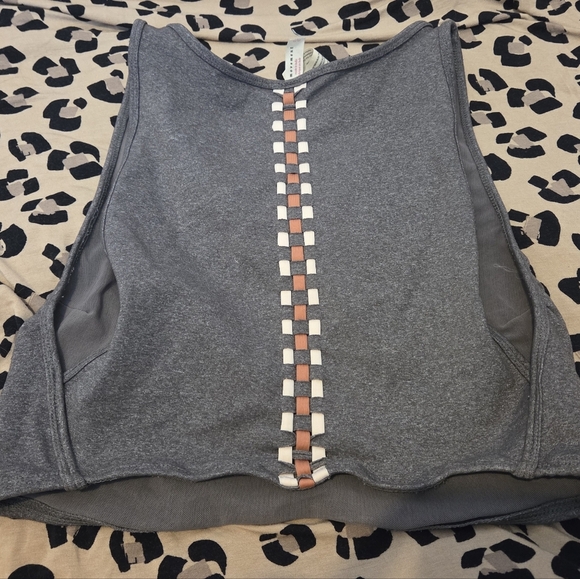 FP Movement by Free People Gray Athleisure Top with Woven Back - Picture 2 of 5